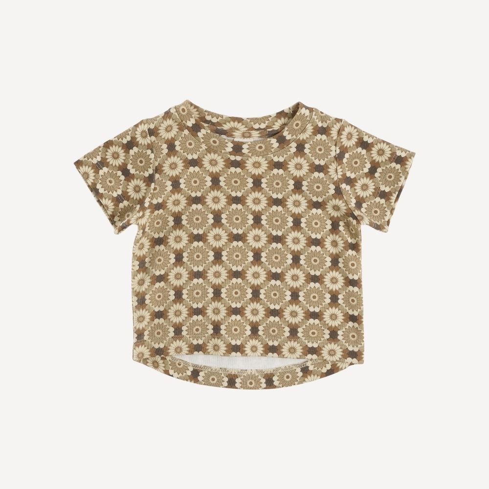 NWT 6Y Kate Quinn Organics Short Sleeve Essential Boxy Tee 70s Geo Floral